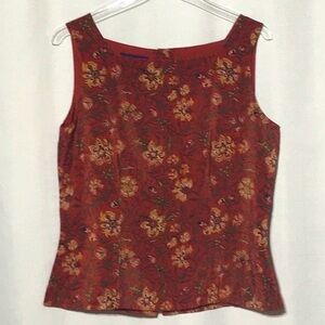 Charter Club Floral Sleeveless Blouse - Red and Orange